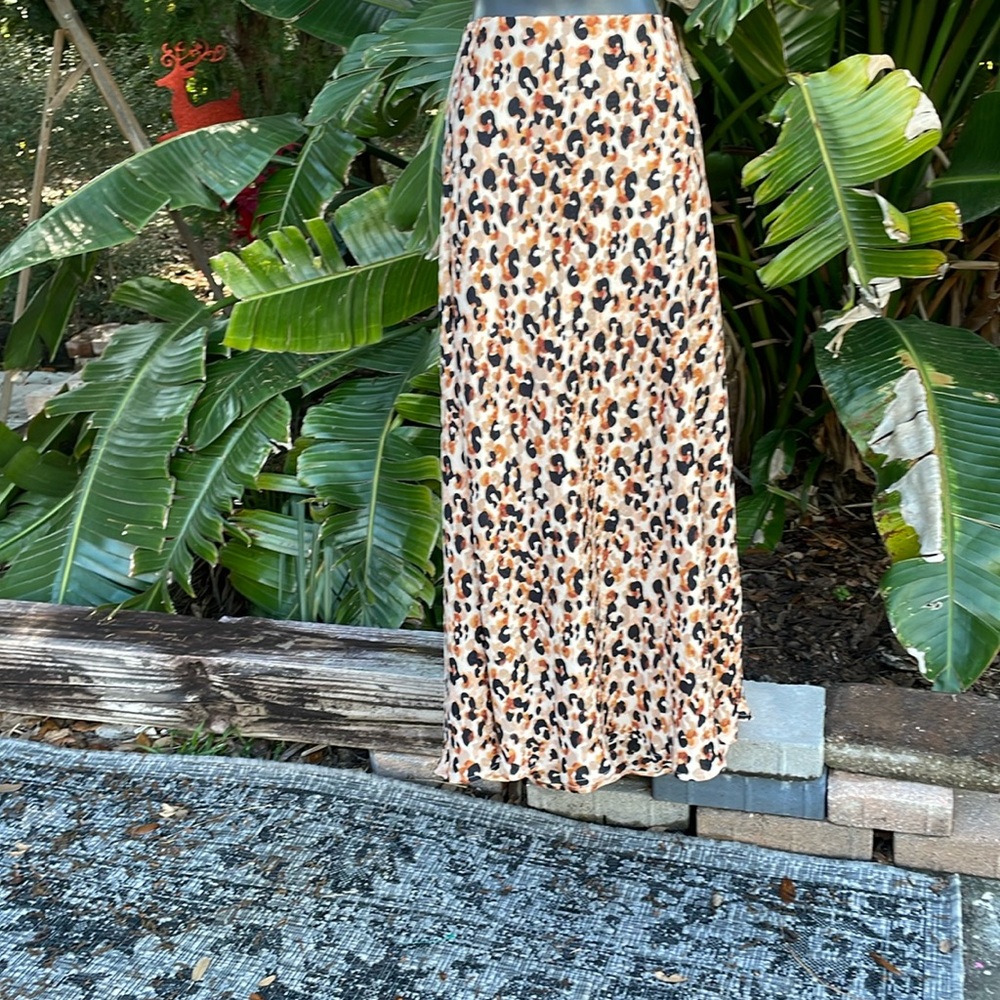 Democracy, leopard print satin slip skirt